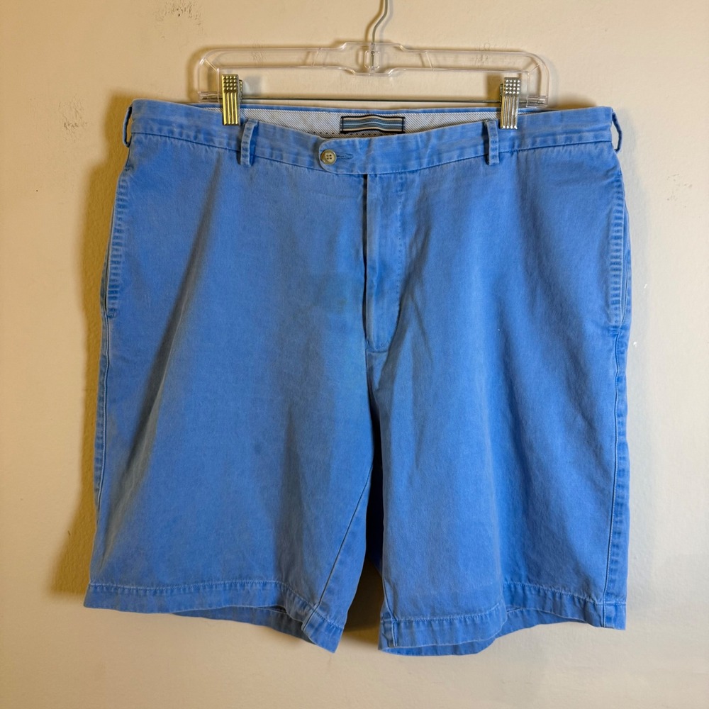 Peter Millar Mens 38 Pima Cotton Flat Front Chino Shorts Light Blue RN 100308‎